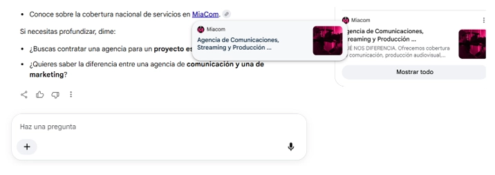 Tabla sobre la covertura nacional de MIACOM